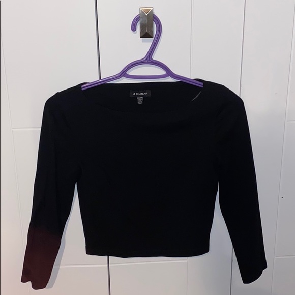 Black long sleeve crop top - Picture 3 of 4